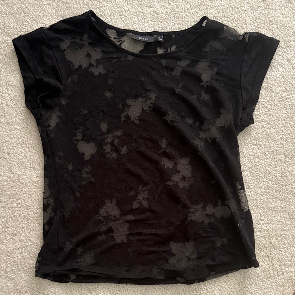 Apt. 9 Black Sheer Floral Blouse